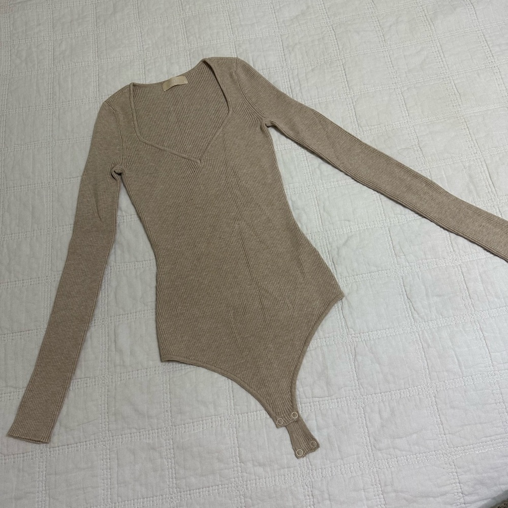 nuuds Beige Long Sleeve Bodysuit